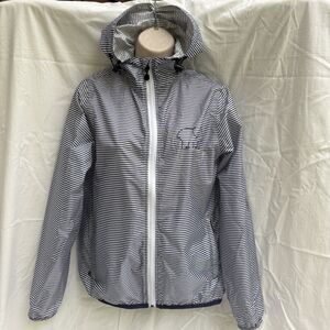 Ivory Ella Elephant Blue and White Striped Hooded Windbreaker Jacket XS